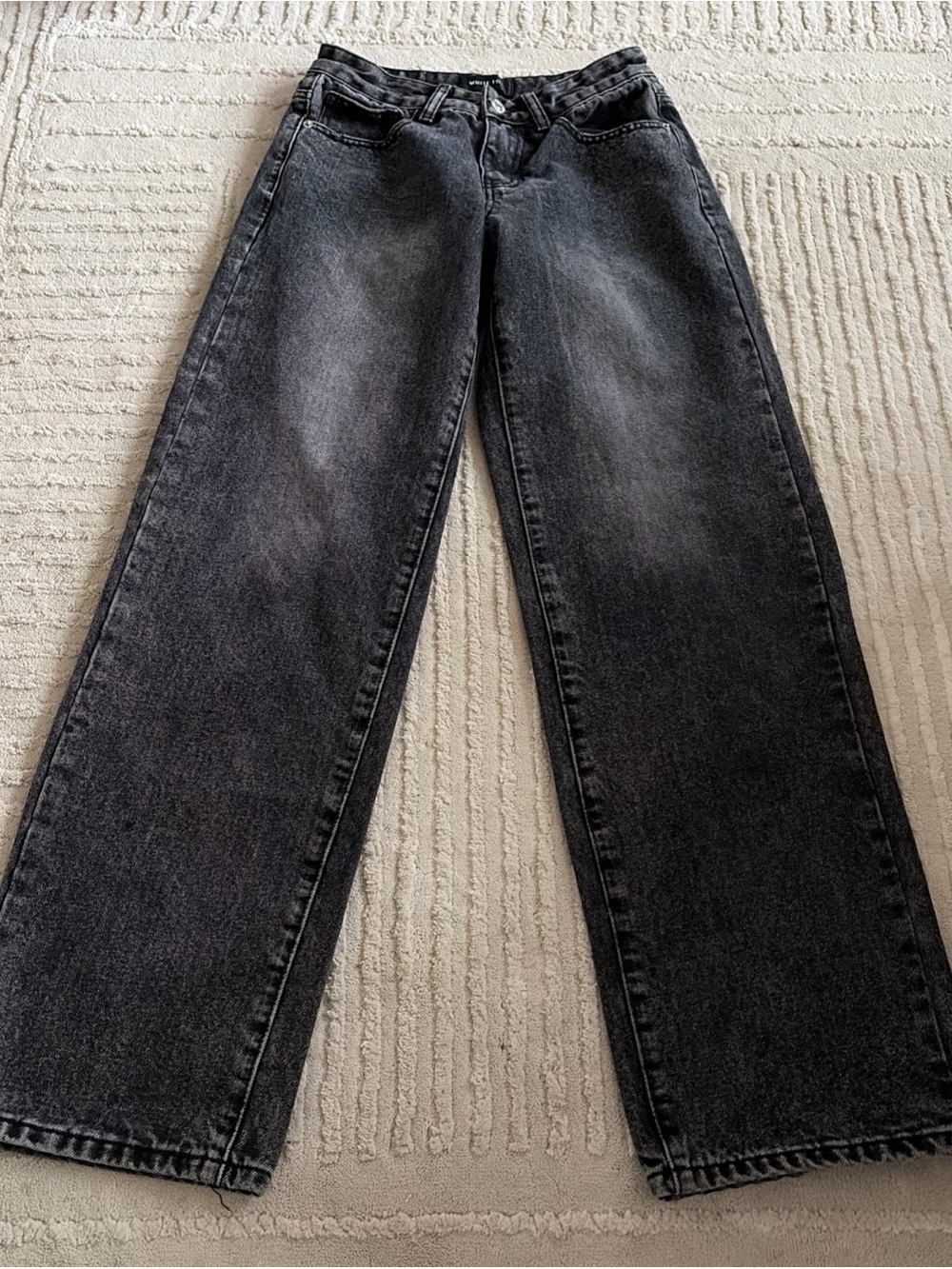White Fox Boutique Black Washed Relaxed Wide-Leg Jeans